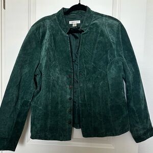 Vintage Coldwater Creek Emerald Green Leather Jacket